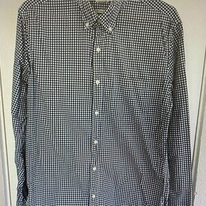 J. Crew Navy and White Gingham Button-Down Shirt